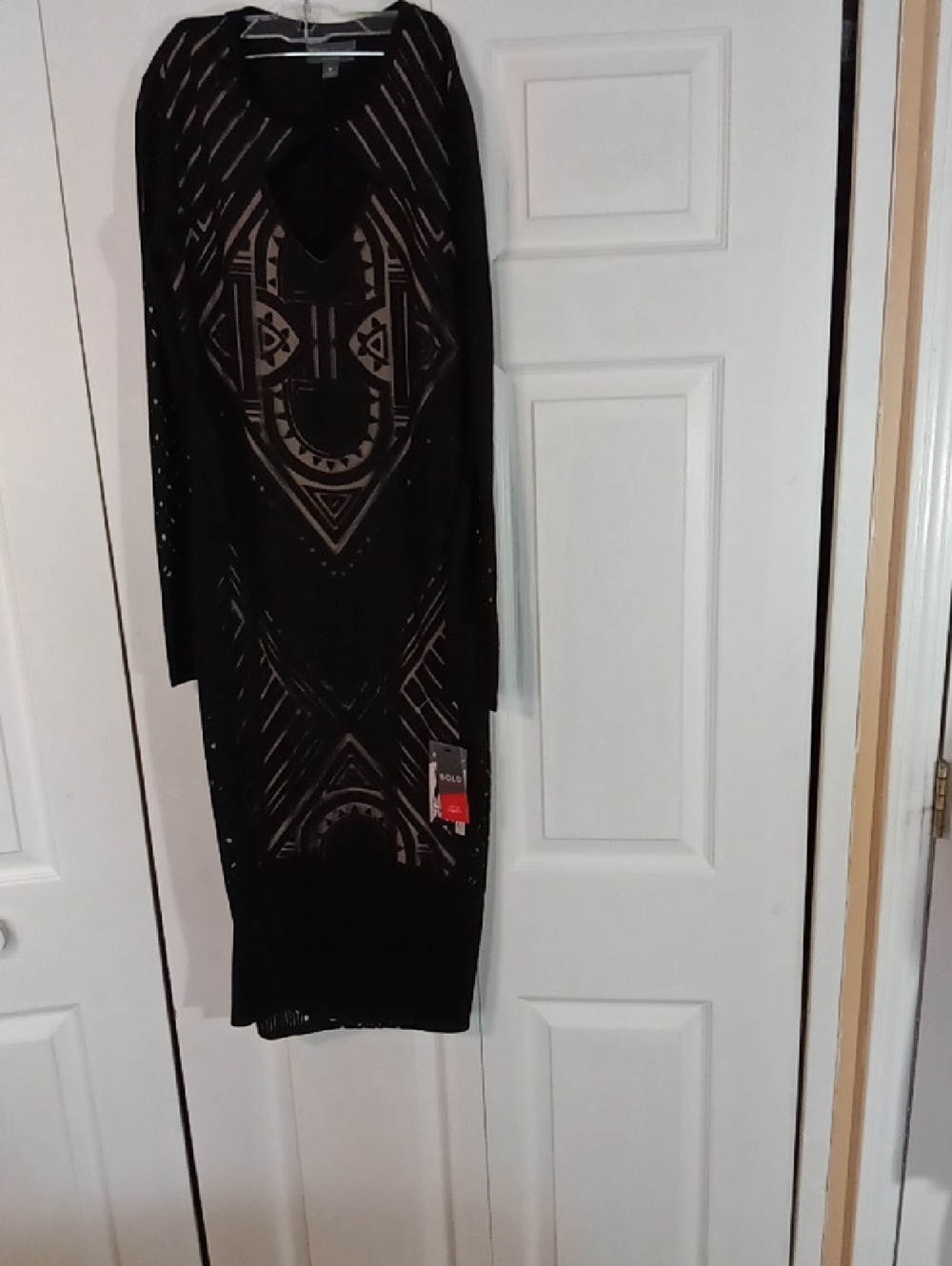 BOLD elements Black Sheer Geometric Knit Dress